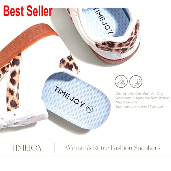 Retro Leather Sneakers with Gum Sole, Non-Slip Cushion for Streetwear - Picture 4 of 7